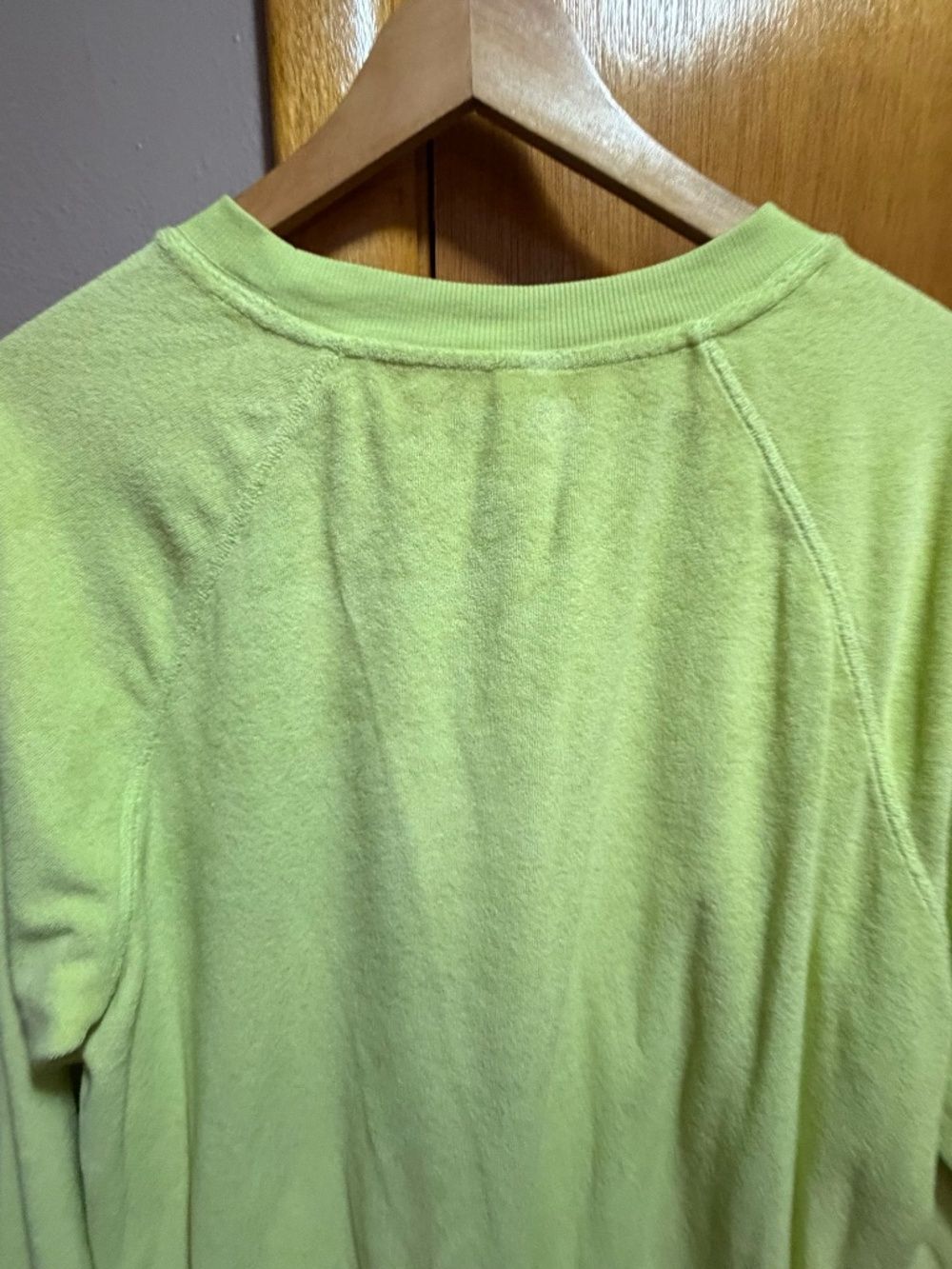 Neon Green Crewneck Jumper Sweatshirt Medium Tall Y2K Sporty Athleisure Dopamine - Picture 11 of 13